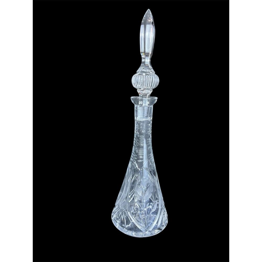 Vintage Cut Lead Crystal Decanter With Stopper 16"